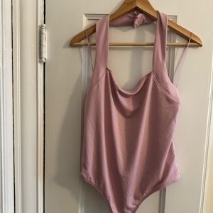 PAIGE halter neck pink bodysuit NWOT